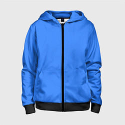 Толстовка на молнии детская Однотонный неоновый синий цвет, цвет: 3D-черный