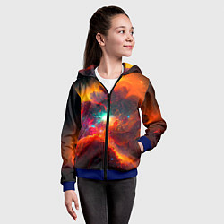 Толстовка на молнии детская Небула в космосе в оранжевых тонах - нейронная сет, цвет: 3D-синий — фото 2