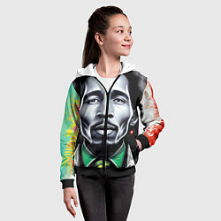 Толстовка на молнии детская Боб Марли граффити триколор, цвет: 3D-черный — фото 2