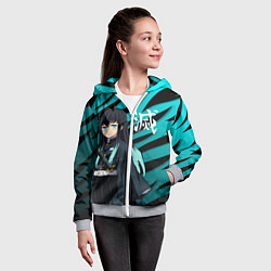 Толстовка на молнии детская Хаширо Токито - клинок рассекающий демонов, цвет: 3D-меланж — фото 2