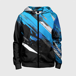 Толстовка на молнии детская Black blue white, цвет: 3D-черный