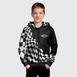 Толстовка на молнии детская Mini racing flag, цвет: 3D-черный — фото 2