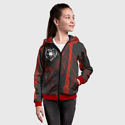 Толстовка на молнии детская Гранж, разводы и паук, цвет: 3D-красный — фото 2