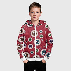 Толстовка на молнии детская Множество жутких глаз, цвет: 3D-белый — фото 2