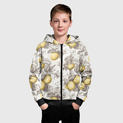 Толстовка на молнии детская Лимоны - винтаж графика: паттерн, цвет: 3D-черный — фото 2