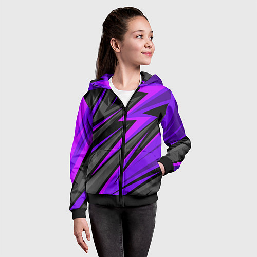 Детская толстовка на молнии Спорт униформа - пурпурный / 3D-Черный – фото 4