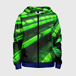 Толстовка на молнии детская Green neon abstract, цвет: 3D-синий