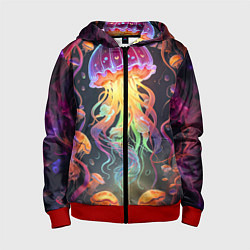 Толстовка на молнии детская Фантастическая медуза, цвет: 3D-красный