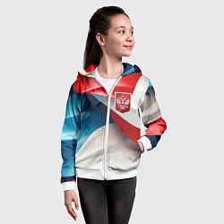 Толстовка на молнии детская Красный герб России, цвет: 3D-белый — фото 2