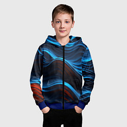 Толстовка на молнии детская Синие волны абстракт, цвет: 3D-синий — фото 2