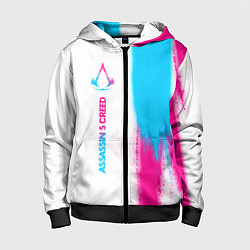 Толстовка на молнии детская Assassins Creed neon gradient style: по-вертикали, цвет: 3D-черный