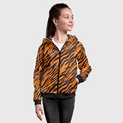 Толстовка на молнии детская Полоски тигра - tiger, цвет: 3D-черный — фото 2