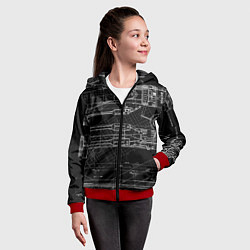 Толстовка на молнии детская Чертеж ракеты на чёрном фоне, цвет: 3D-красный — фото 2