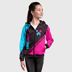 Толстовка на молнии детская Minecraft - neon gradient: надпись, символ, цвет: 3D-черный — фото 2