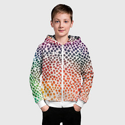 Толстовка на молнии детская Радужные градиентные круги, цвет: 3D-белый — фото 2