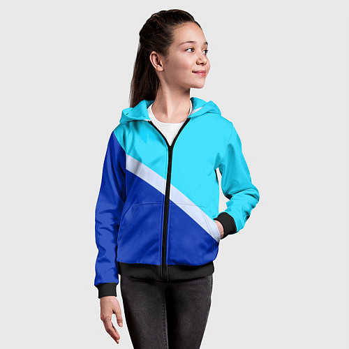 Детская толстовка на молнии Двуцветный голубой / 3D-Черный – фото 4