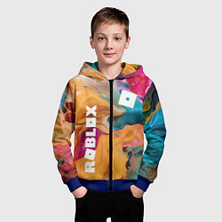 Толстовка на молнии детская Roblox Logo Color, цвет: 3D-синий — фото 2