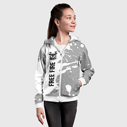 Толстовка на молнии детская Free Fire glitch на светлом фоне: по-вертикали, цвет: 3D-белый — фото 2
