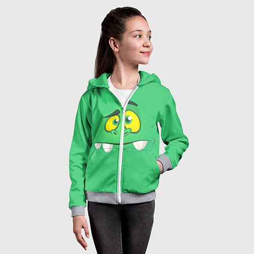 Детская толстовка на молнии Мультяшное лицо монстра / 3D-Меланж – фото 4