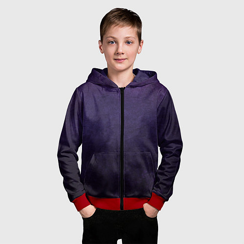 Детская толстовка на молнии Фиолетово-черный градиент / 3D-Красный – фото 3