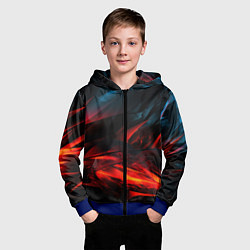 Толстовка на молнии детская Red black abstract, цвет: 3D-синий — фото 2