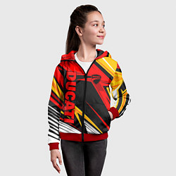 Толстовка на молнии детская Ducati - red uniform, цвет: 3D-красный — фото 2
