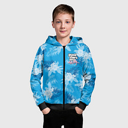 Толстовка на молнии детская Цветочный паттерн - GTA vice city, цвет: 3D-черный — фото 2