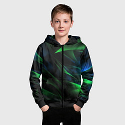 Толстовка на молнии детская Dark green background, цвет: 3D-черный — фото 2