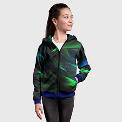 Толстовка на молнии детская Dark green background, цвет: 3D-синий — фото 2