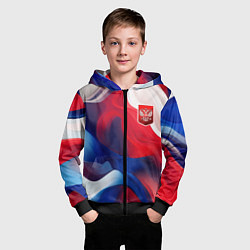 Толстовка на молнии детская Красный герб России, цвет: 3D-черный — фото 2