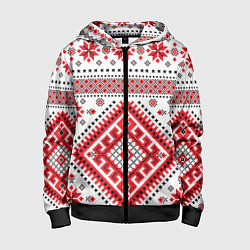 Толстовка на молнии детская Удмуртская роспись, цвет: 3D-черный