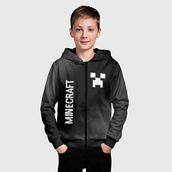 Толстовка на молнии детская Minecraft glitch на темном фоне: надпись, символ, цвет: 3D-черный — фото 2