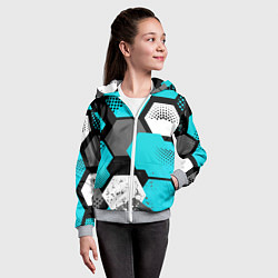 Толстовка на молнии детская Шестиугольники абстрактный фон, цвет: 3D-меланж — фото 2