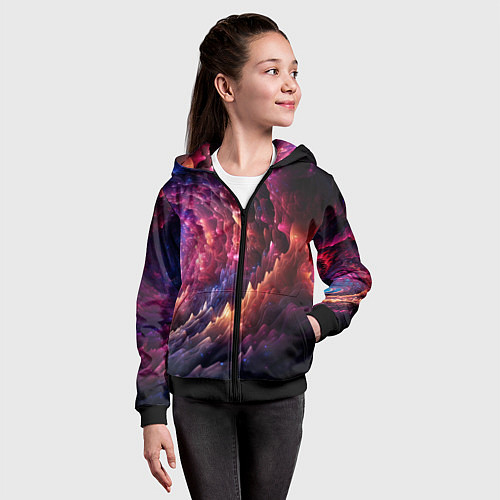 Детская толстовка на молнии Звездная космическая спираль / 3D-Черный – фото 4