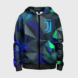 Толстовка на молнии детская Juventus blue abstract logo, цвет: 3D-черный