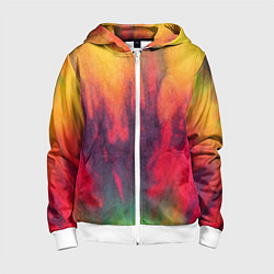 Толстовка на молнии детская Огненный тай дай, цвет: 3D-белый