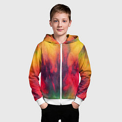 Толстовка на молнии детская Огненный тай дай, цвет: 3D-белый — фото 2
