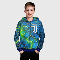 Толстовка на молнии детская Juventus blue green neon, цвет: 3D-синий — фото 2