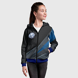 Толстовка на молнии детская Фольцваген - синяя броня, цвет: 3D-синий — фото 2