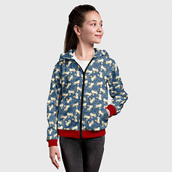 Толстовка на молнии детская Ретро ролики со смайлами на синем фоне, цвет: 3D-красный — фото 2