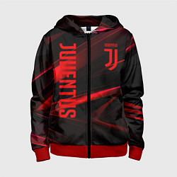 Толстовка на молнии детская Juventus black red logo, цвет: 3D-красный