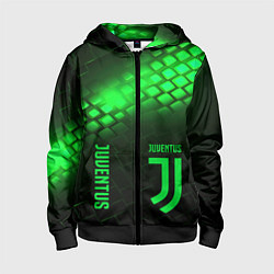 Детская толстовка на молнии Juventus green logo neon