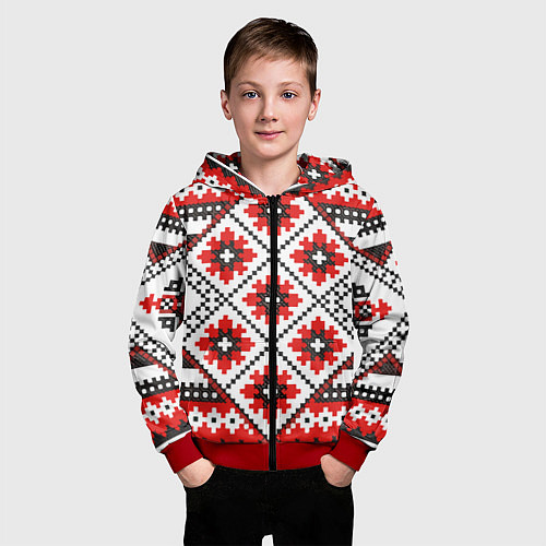 Детская толстовка на молнии Удмурт мода / 3D-Красный – фото 3