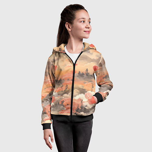 Детская толстовка на молнии Japen pattern / 3D-Черный – фото 4