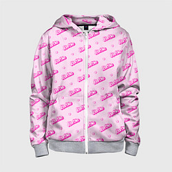 Толстовка на молнии детская Паттерн - Барби и сердечки, цвет: 3D-меланж