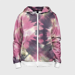 Толстовка на молнии детская Tie-Dye дизайн, цвет: 3D-белый