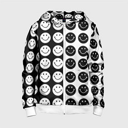 Детская толстовка на молнии Smiley black and white