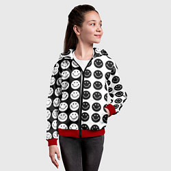 Толстовка на молнии детская Smiley black and white, цвет: 3D-красный — фото 2