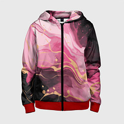 Детская толстовка на молнии Абстрактный черно-розовый мраморный узор