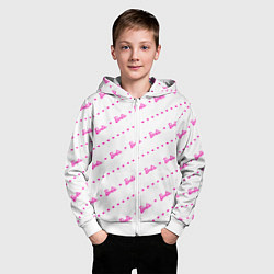Толстовка на молнии детская Барби паттерн - логотип и сердечки, цвет: 3D-белый — фото 2